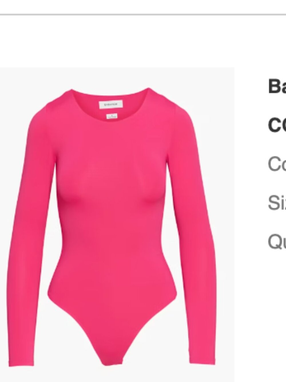 Babaton CONTOUR CREW LONGSLEEVE BODYSUIT Color: EROS PINK Size: M